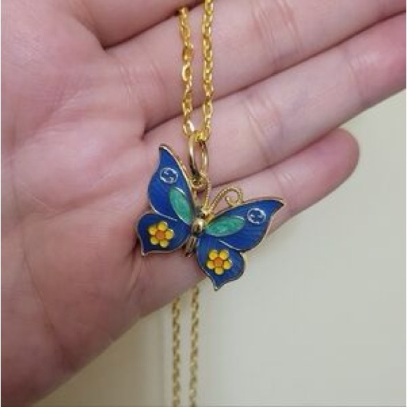 GUCCI GG Blue Butterfly Charm Pendant💓 - Picture 3 of 7